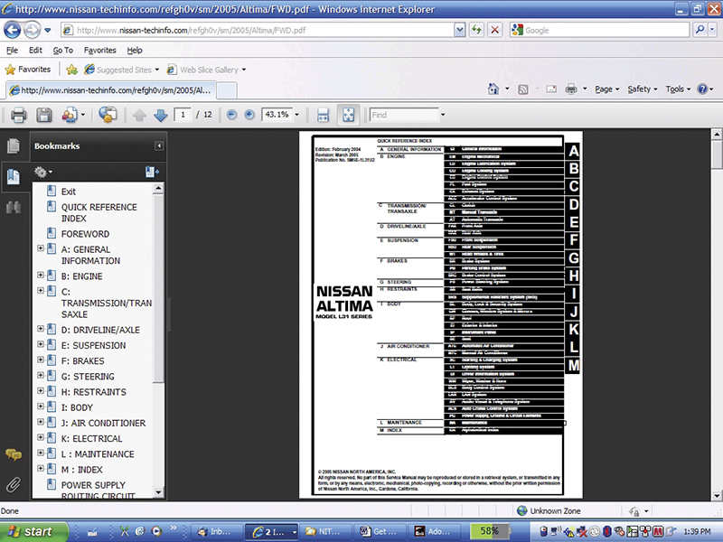If you’re familiar with paper Nissan service manuals, you’ll have no problem using the online version.