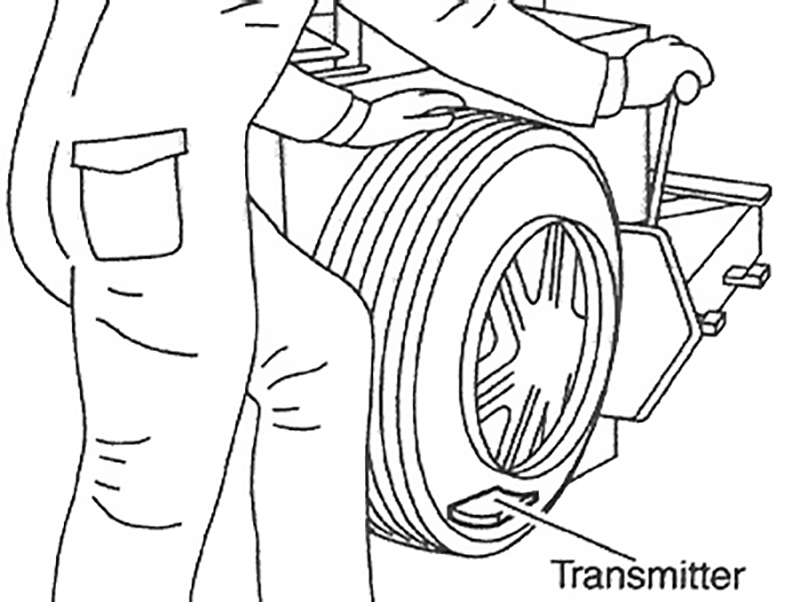 Make sure the transmitter is at the bottom of the tire to prevent damage.
