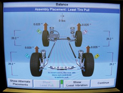 The GSP9700 can optimize wheel placement for either “least pull” or “least vibration.”