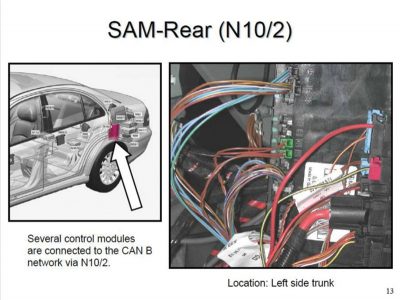 Rear SAM location in a W211.