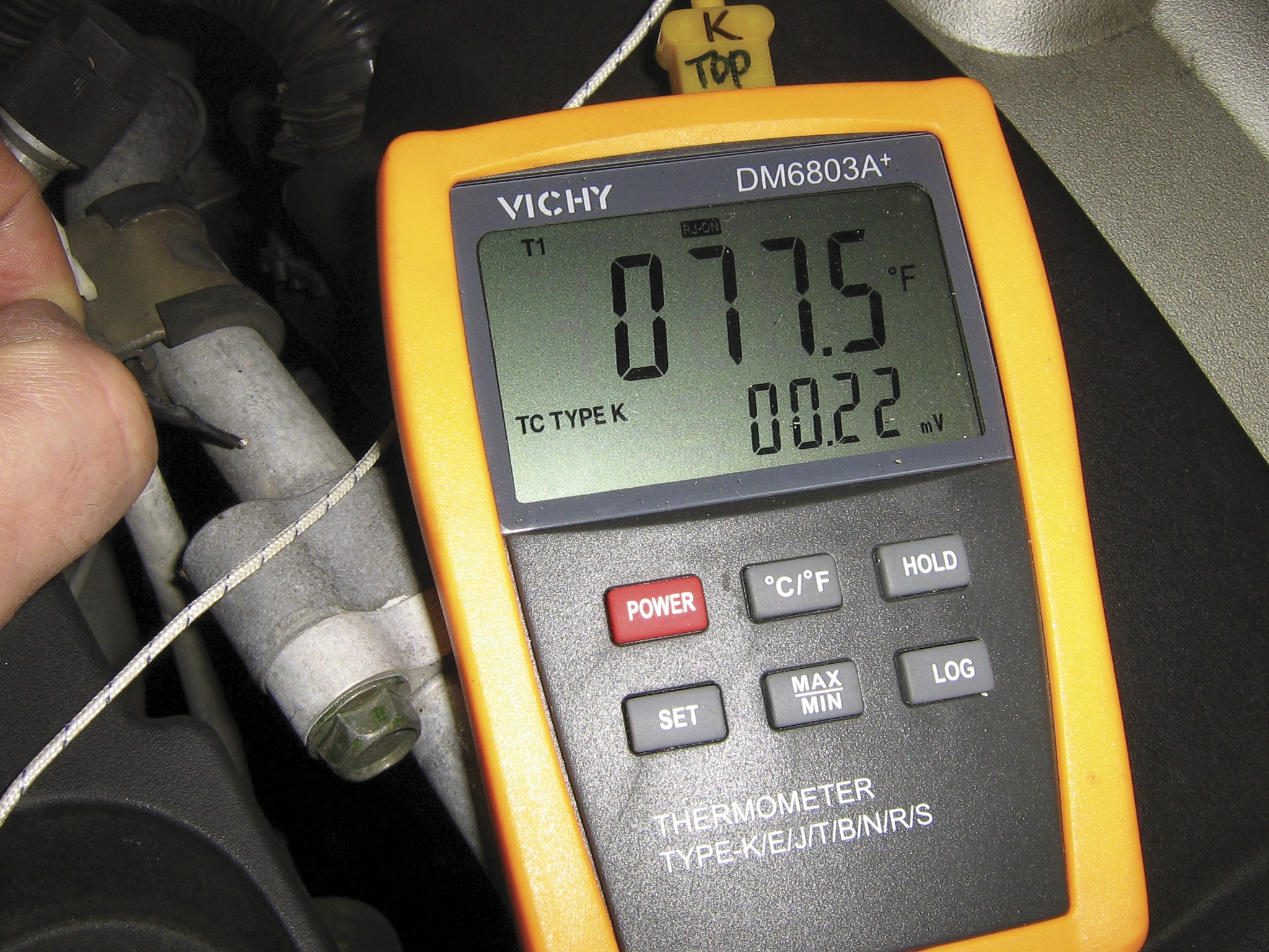 A contact pyrometer is a very useful tool for climate control diagnosis. An infrared thermometer can also be used, but reflective metallic surfaces or attempting to measure small areas can lead to inaccurate readings.