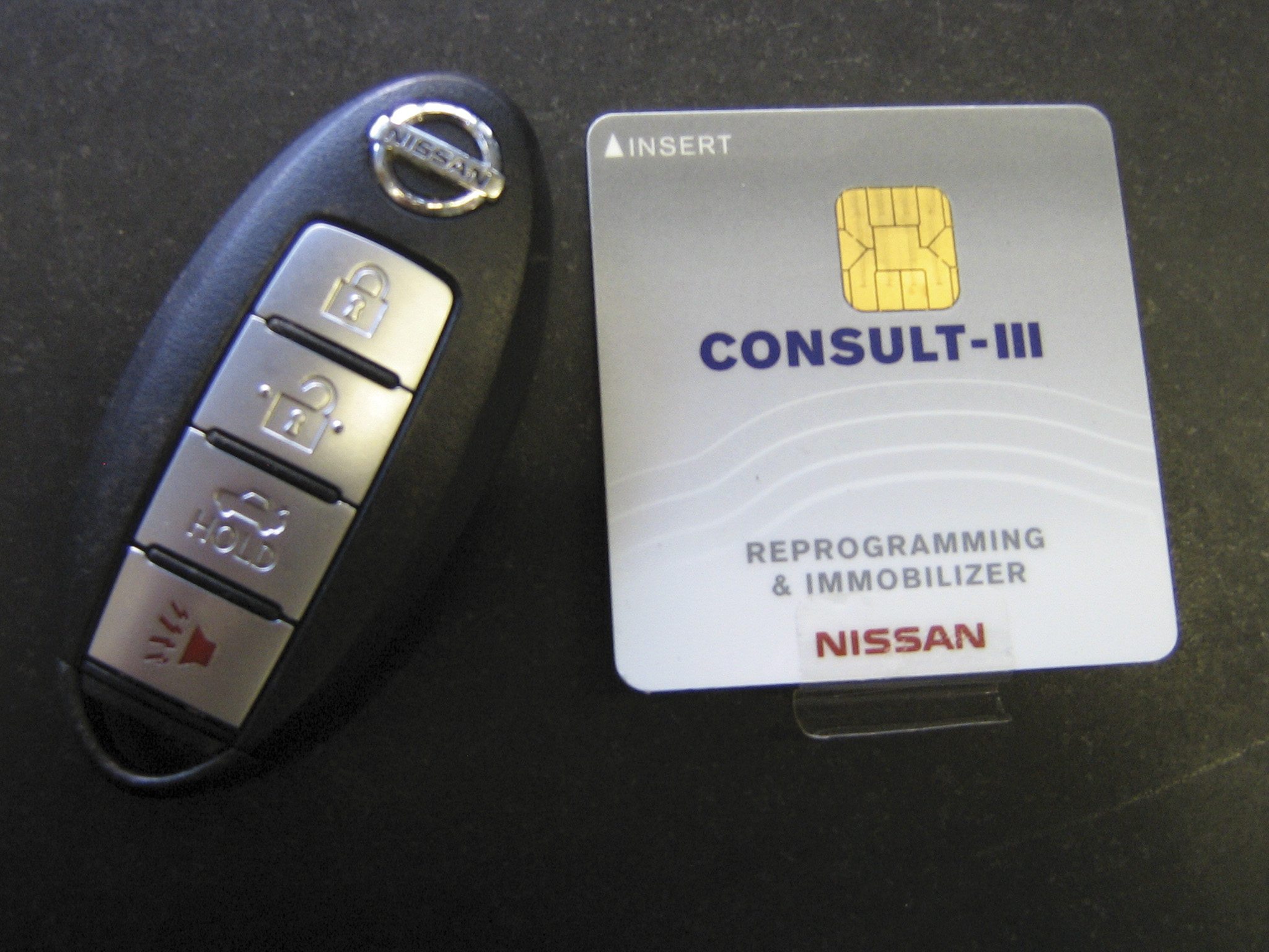 The CONSULT III plus will require an appropriate immobilizer unlock card to do work with Intelligent Keys.