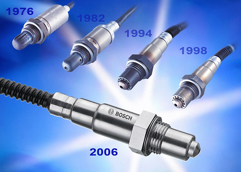 Mixture monitoring sensors have evolved from the one-wire thimble type through planar to the AFR sensors of today (courtesy Robert Bosch).