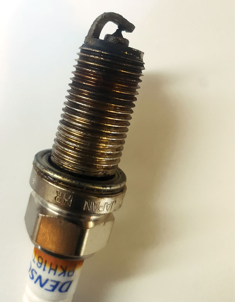 This spark plug is certainly not gapped to specifications!