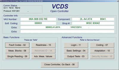 VCDS engine screen