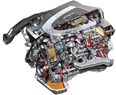 M273 engine cutaway