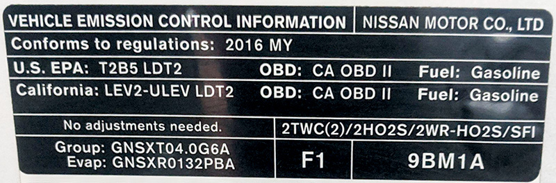 Emission Control Label