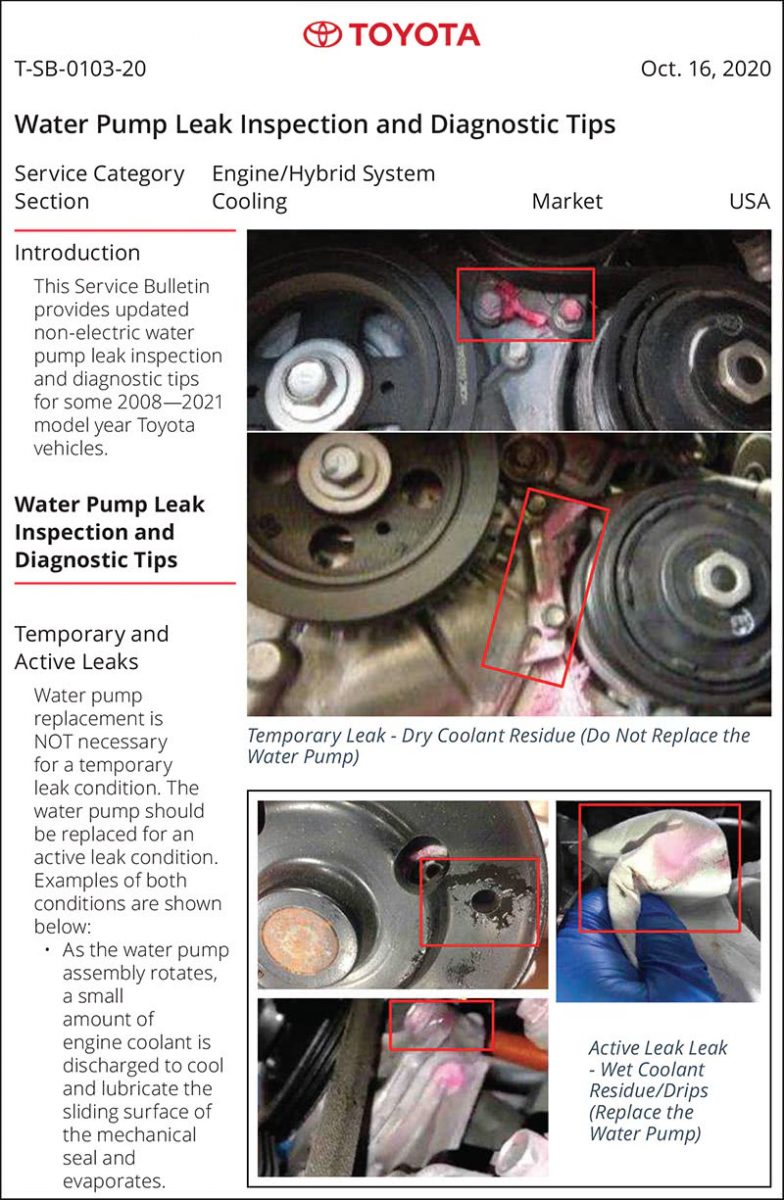 Water-Pump-Leak-Inspection-Bulletin-T-SB-0103-20